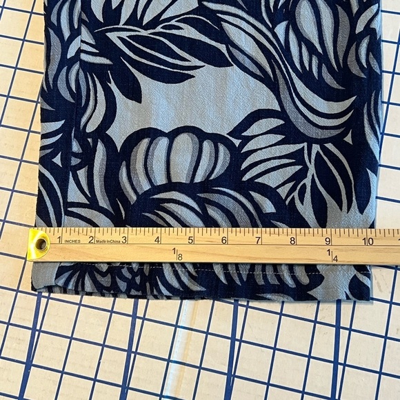 SUSAN GRAVER LINEN BLEND CROP TIE WAIST PANTS XS BLUE TROPICAL PRINT - Picture 10 of 10